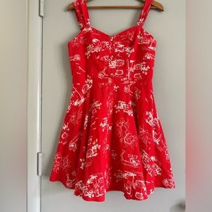 GB by Gianni Bini tropical print retro fit and flare dress with sweetheart neck